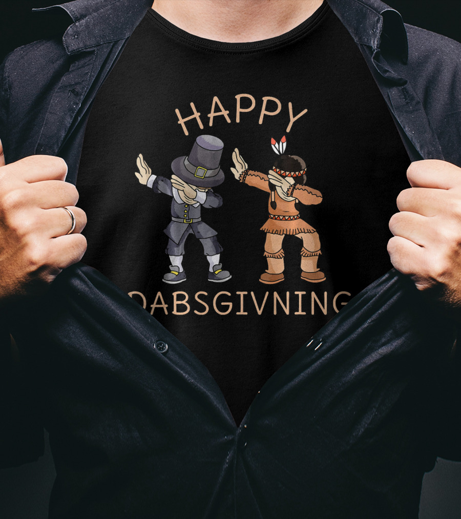 Happy Dabsgiving Pilgrim Indian Dabbing T-Shirt