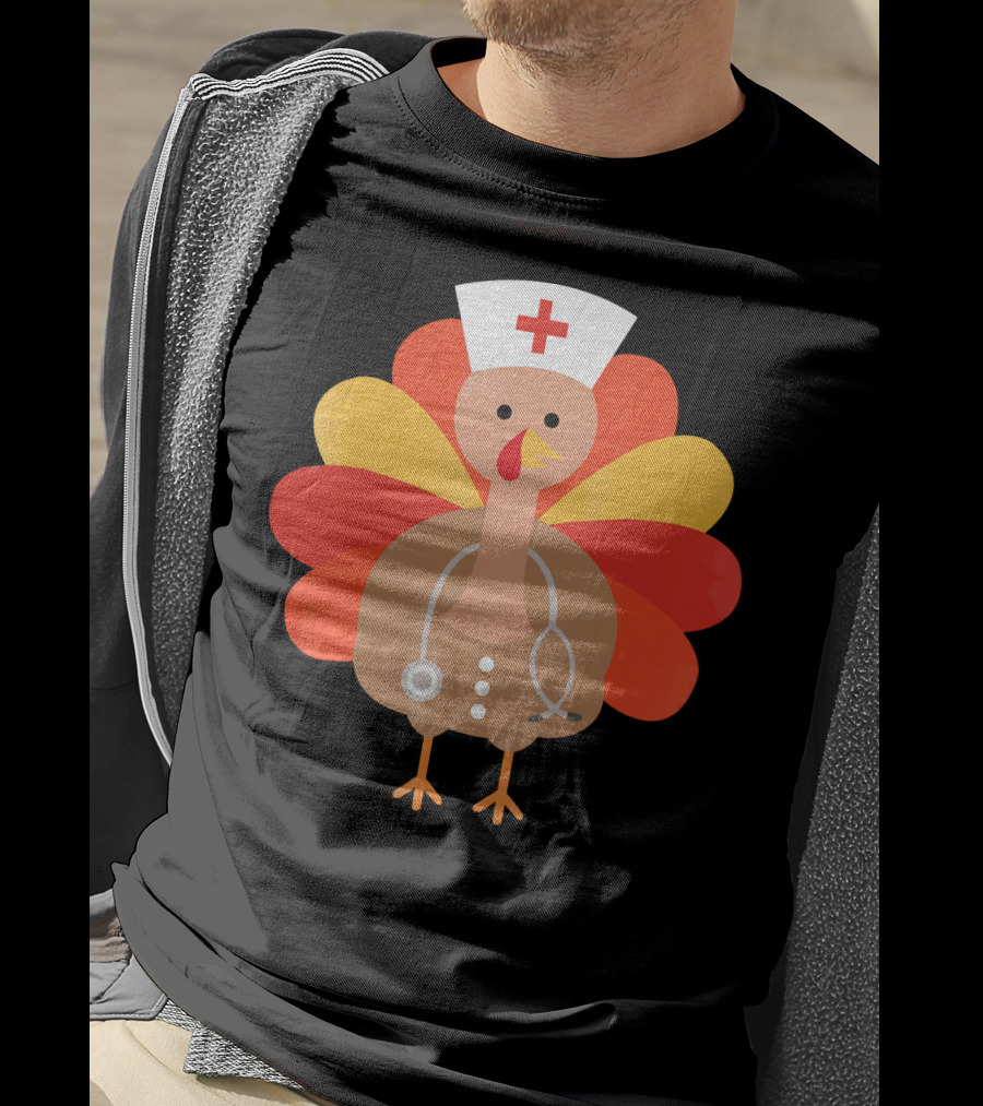Thanksgiving Nurse Turkey With Stethoscope Cool T-Shirt