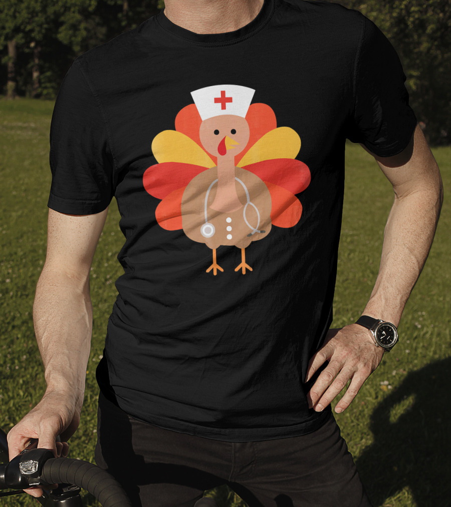 Thanksgiving Nurse Turkey With Stethoscope Cool T-Shirt