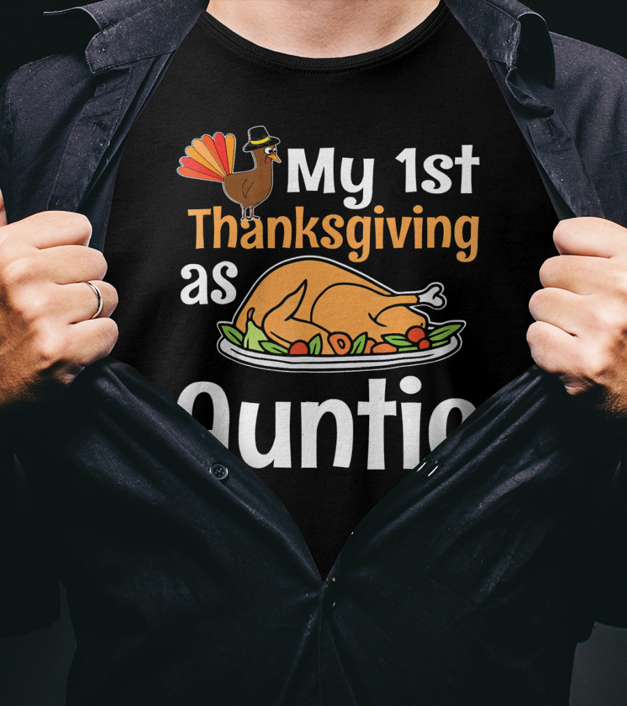 My 1st Thanksgiving As Auntie Turkey Dish T-Shirt