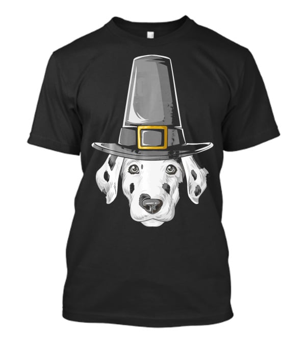 Dalmatian Dog In Pilgrim Hat Thanksgiving T-Shirt