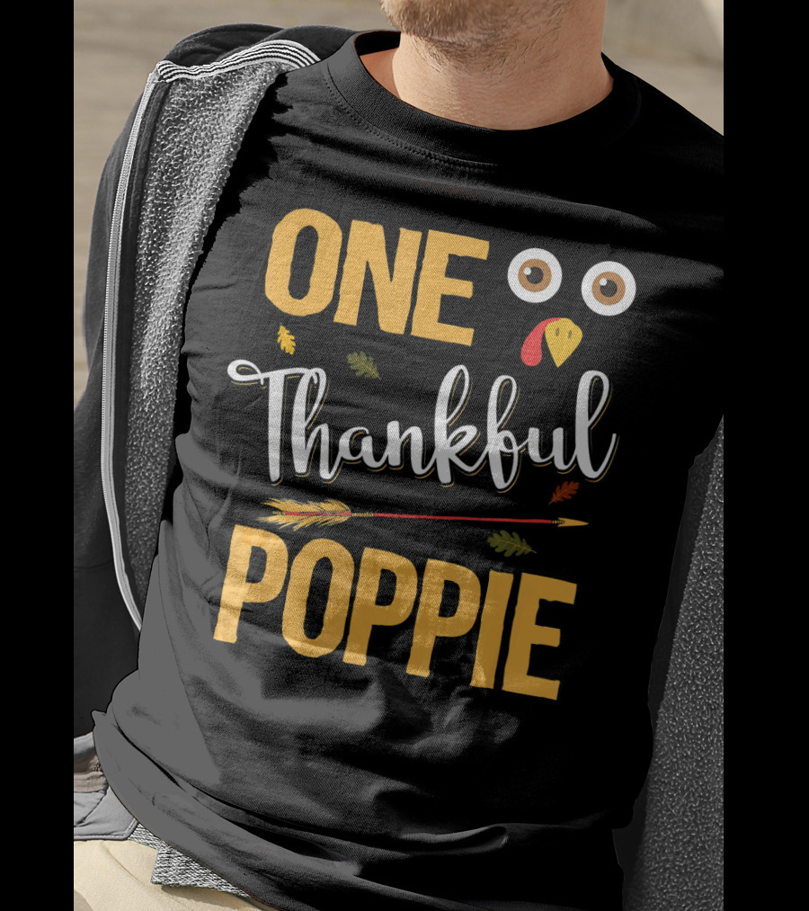 One Thankful Poppie Turkey Face Thanksgiving Elements T-Shirt
