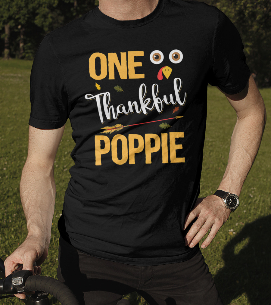 One Thankful Poppie Turkey Face Thanksgiving Elements T-Shirt