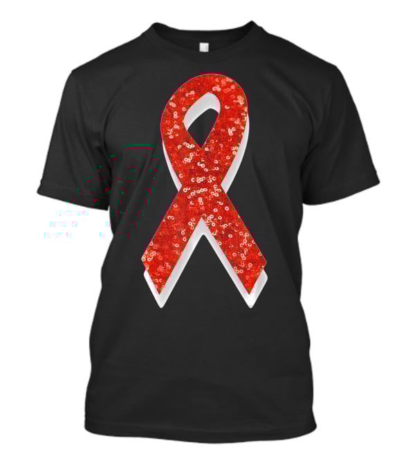 AIDS Awareness Red Ribbon Sequin T-Shirt