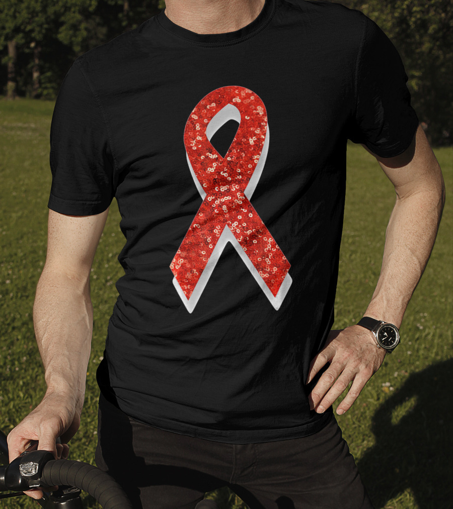 AIDS Awareness Red Ribbon Sequin T-Shirt
