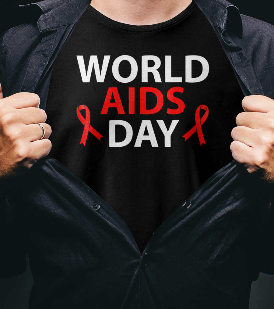 World Aids Day December 1 Red Ribbon Awareness T-Shirt