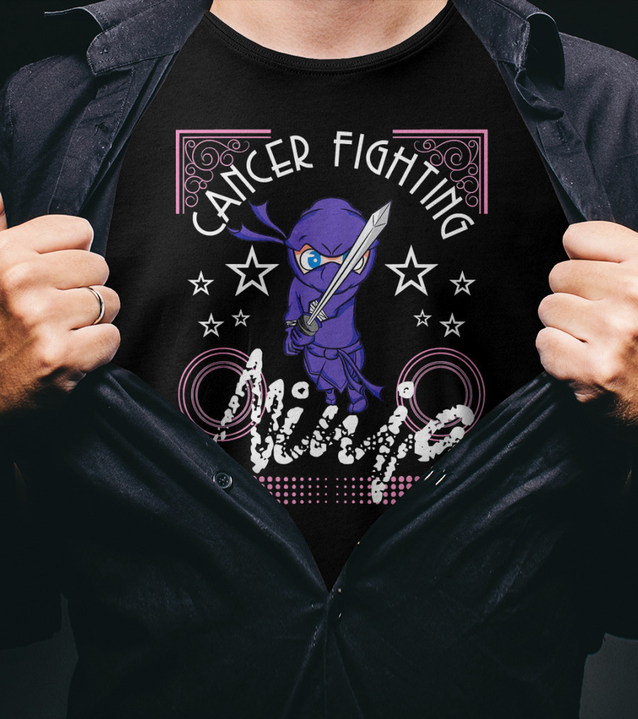 Cancer Fighting Ninja Stars Purple Warrior T-Shirt
