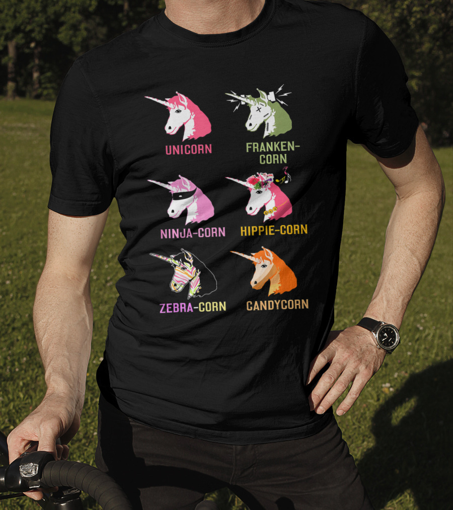 Unicorn Frankencorn Ninja-Corn Hippie-Corn Zebra-Corn Candycorn T-Shirt