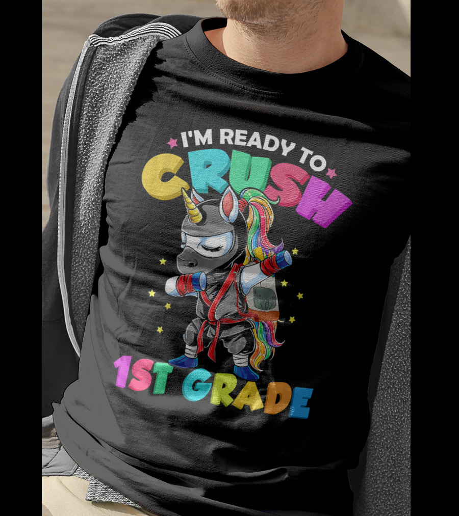 I'm Ready To Crush 1st Grade Dabbing Ninja Unicorn T-Shirt