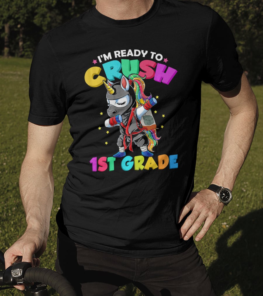 I'm Ready To Crush 1st Grade Dabbing Ninja Unicorn T-Shirt