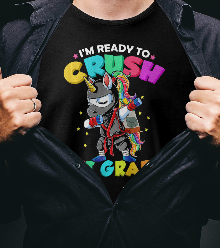 I'm Ready To Crush 1st Grade Dabbing Ninja Unicorn T-Shirt