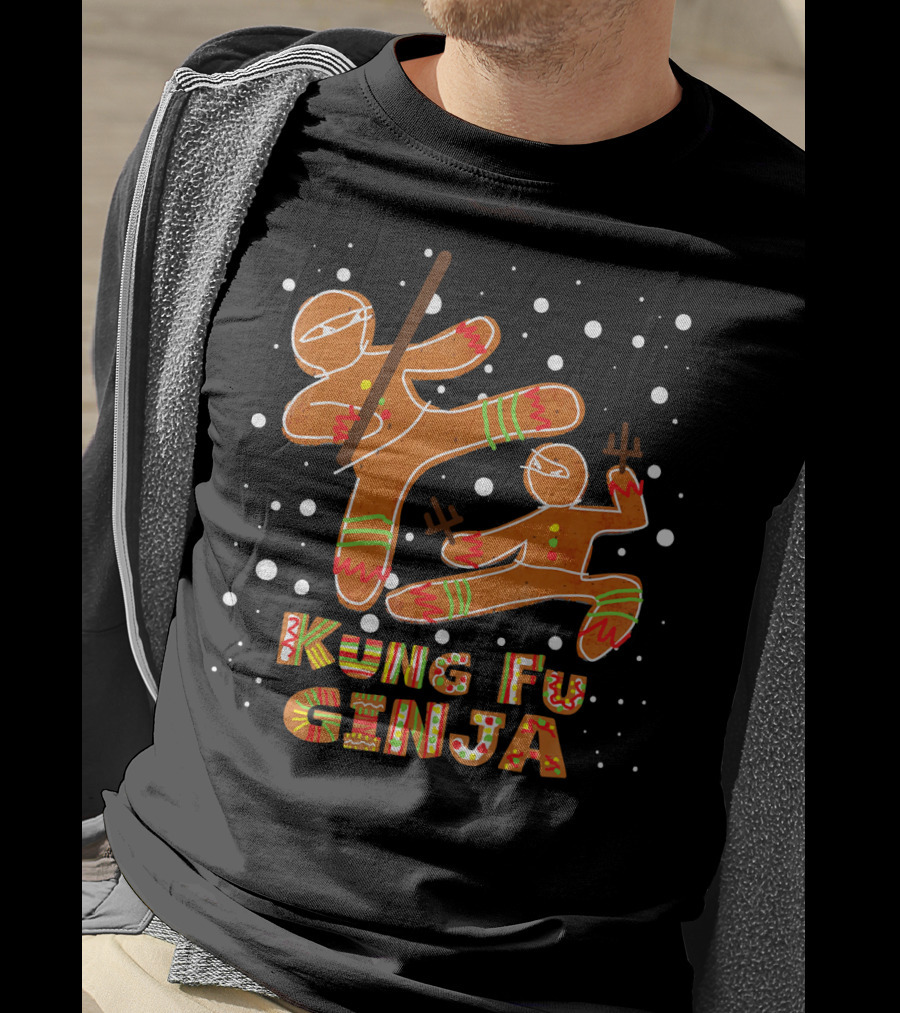 Kung Fu Ginja Gingerbread Ninja Holiday Fight T-Shirt