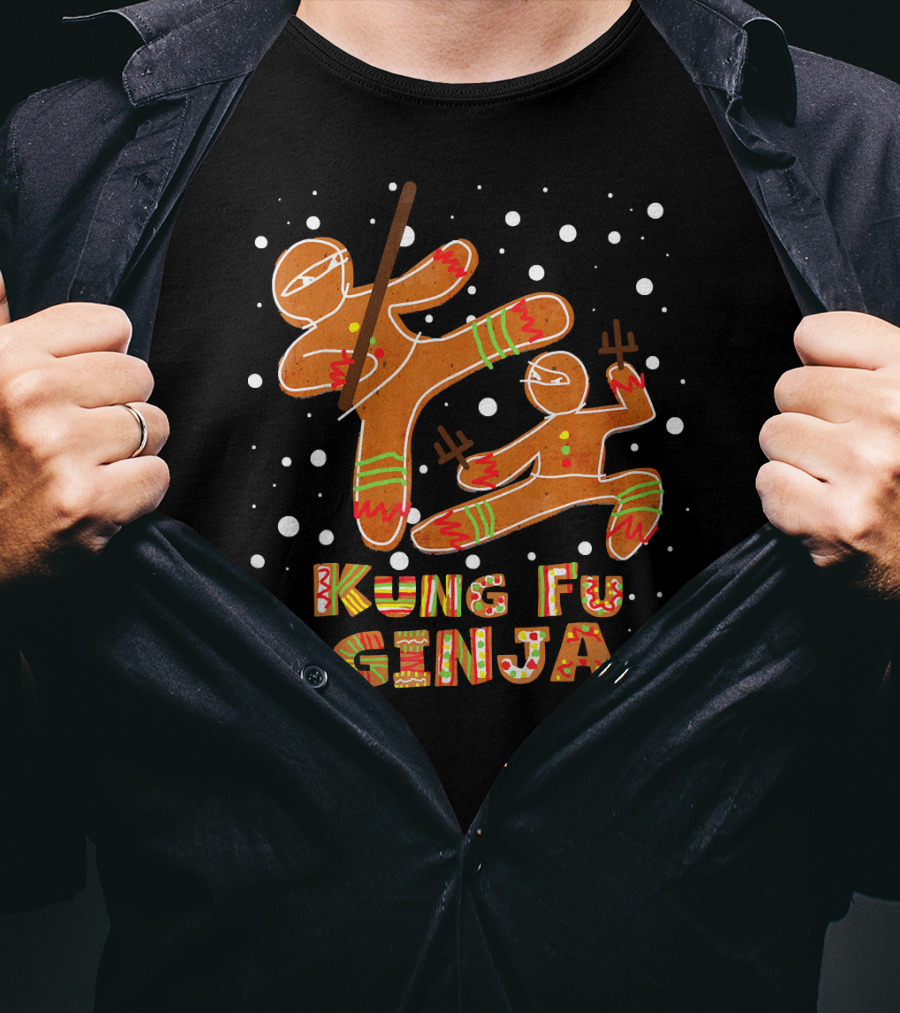 Kung Fu Ginja Gingerbread Ninja Holiday Fight T-Shirt