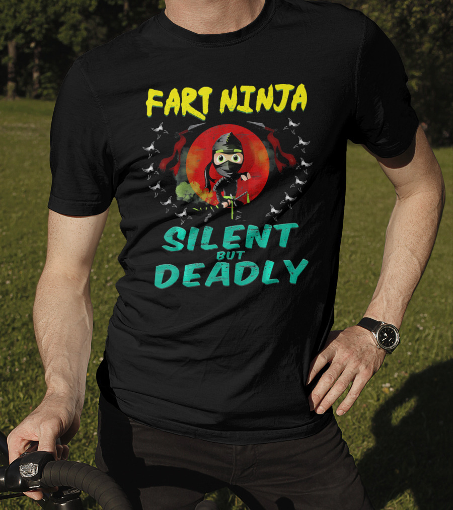 Fart Ninja Silent But Deadly With Funny Ninja In Red Circle T-Shirt