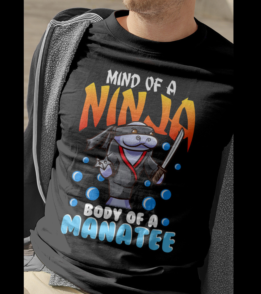 Ninja Manatee Mind Body Joke Quote Chubby Funny T-Shirt