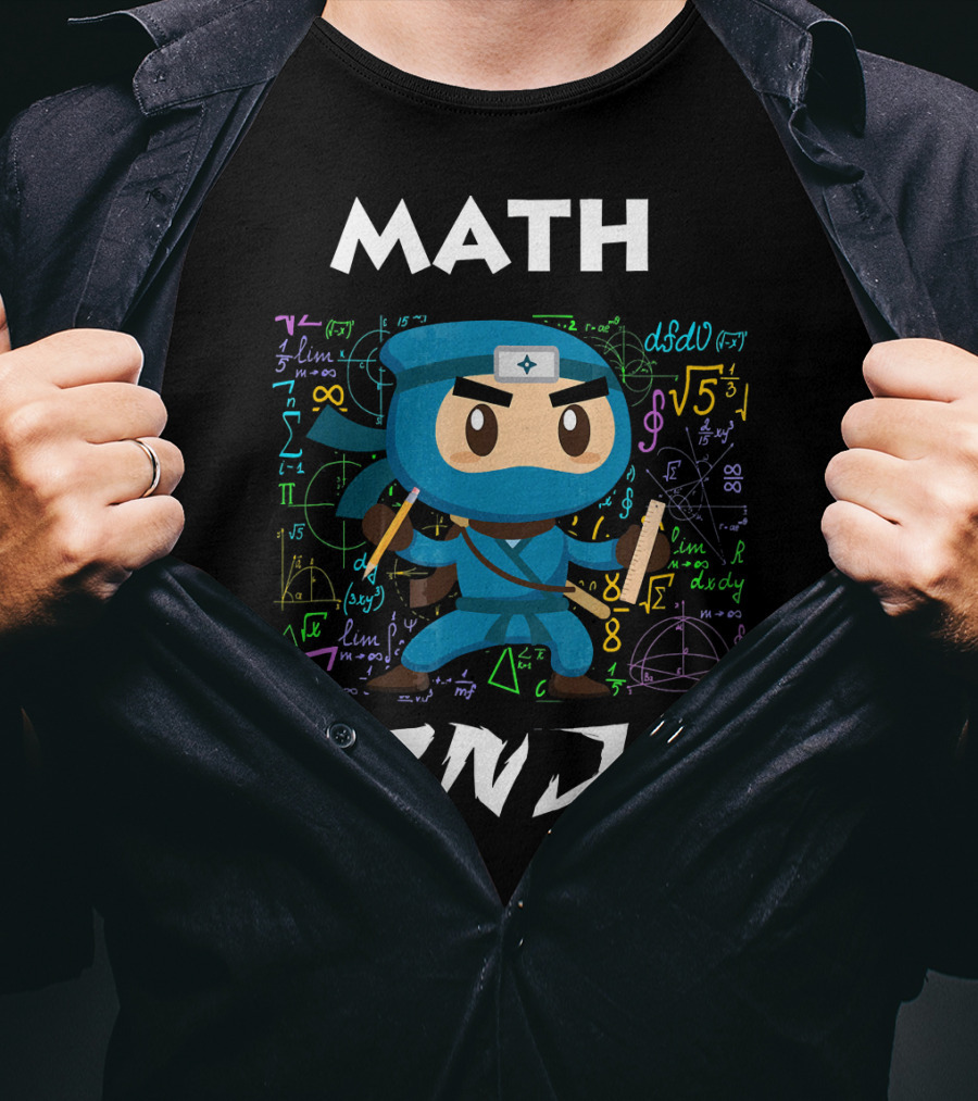 Math Ninja Dark With Equations And Symbols T-Shirt