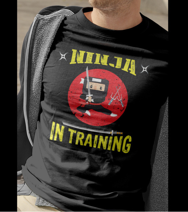 Ninja In Training Samurai Sword Martial Arts Red Circle Shuriken T-Shirt