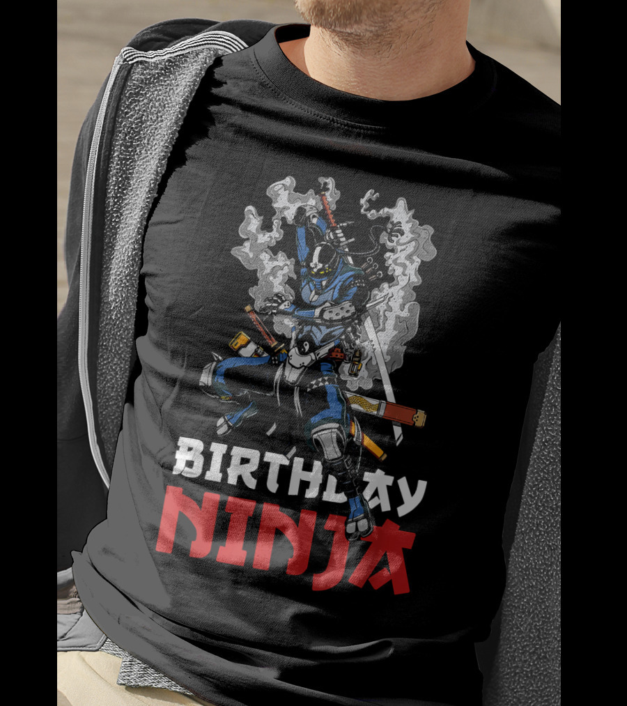 Birthday Ninja Samurai Robot Martial Warrior T-Shirt