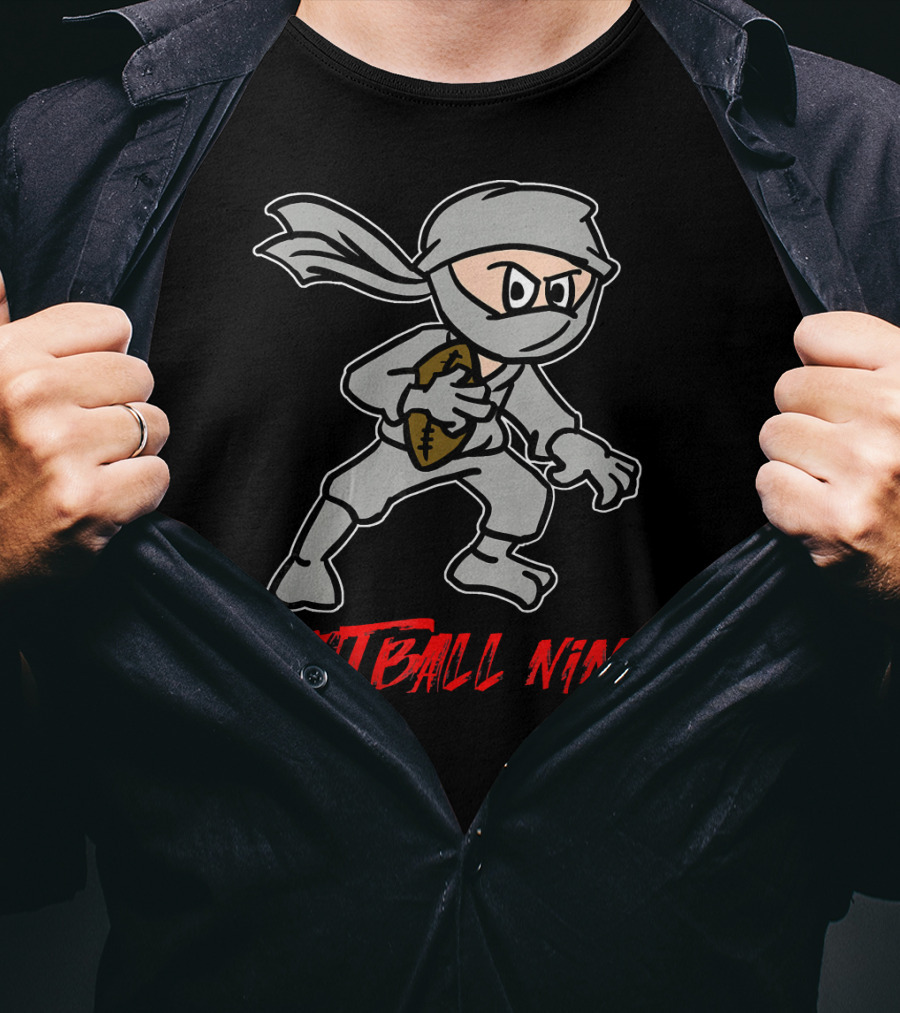 Football Ninja Funny Sport Game League Ninja Holding Football T-Shirt