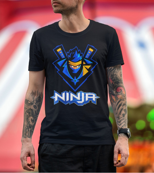 Premium T-Shirt: Reas Ninja Logo Ninja Blue and Yellow Design for Fans T-Shirt Reas Ninja Logo Ninja Blue and Yellow Design for Fans T-Shirt