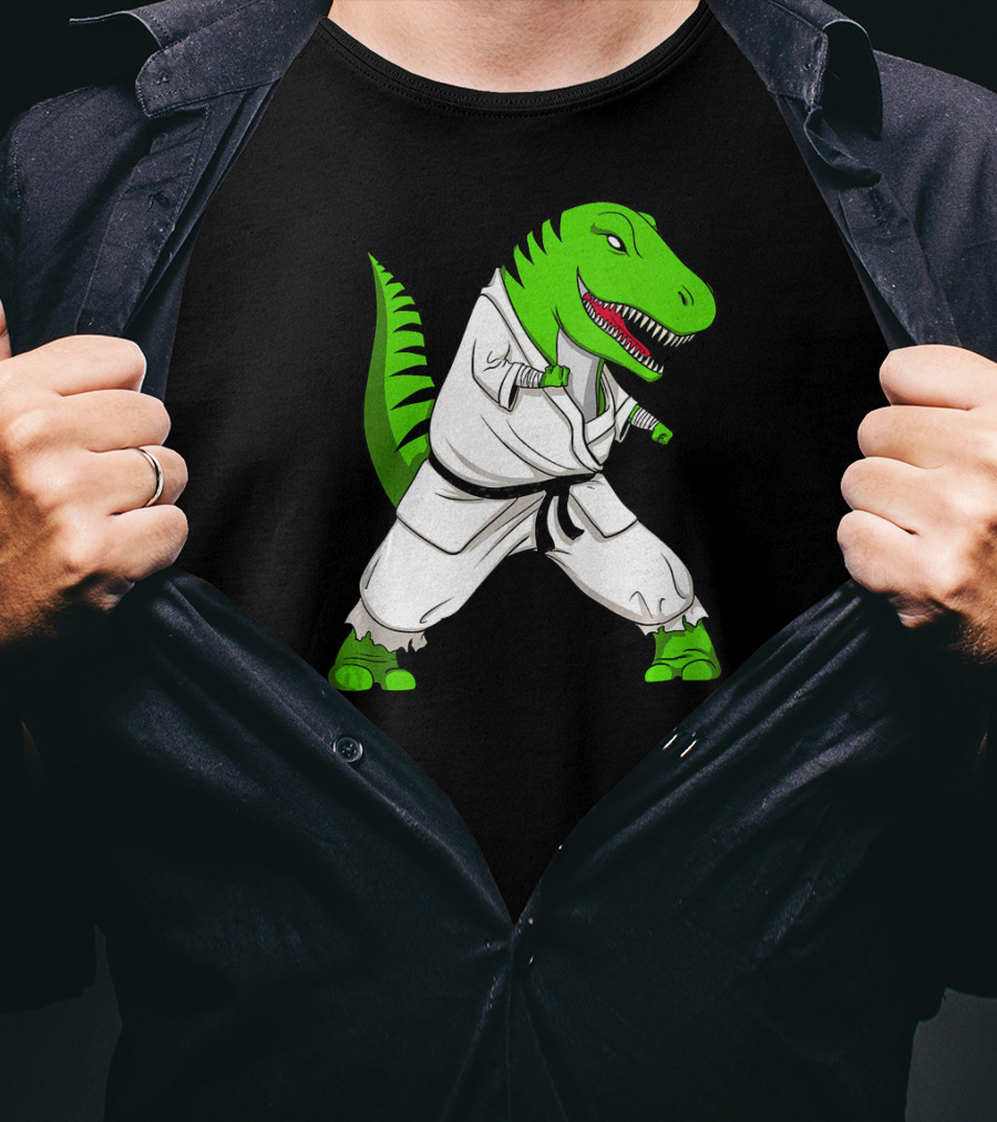 T Rex Dinosaur Karate Ninja Martial Arts Gi T-Shirt