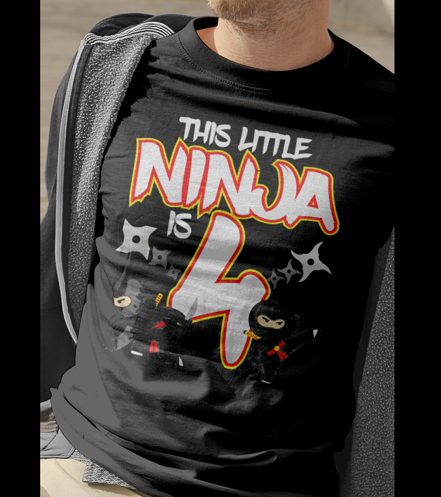 This Little Ninja Is 4 Year Old Birthday Party T-Shirt