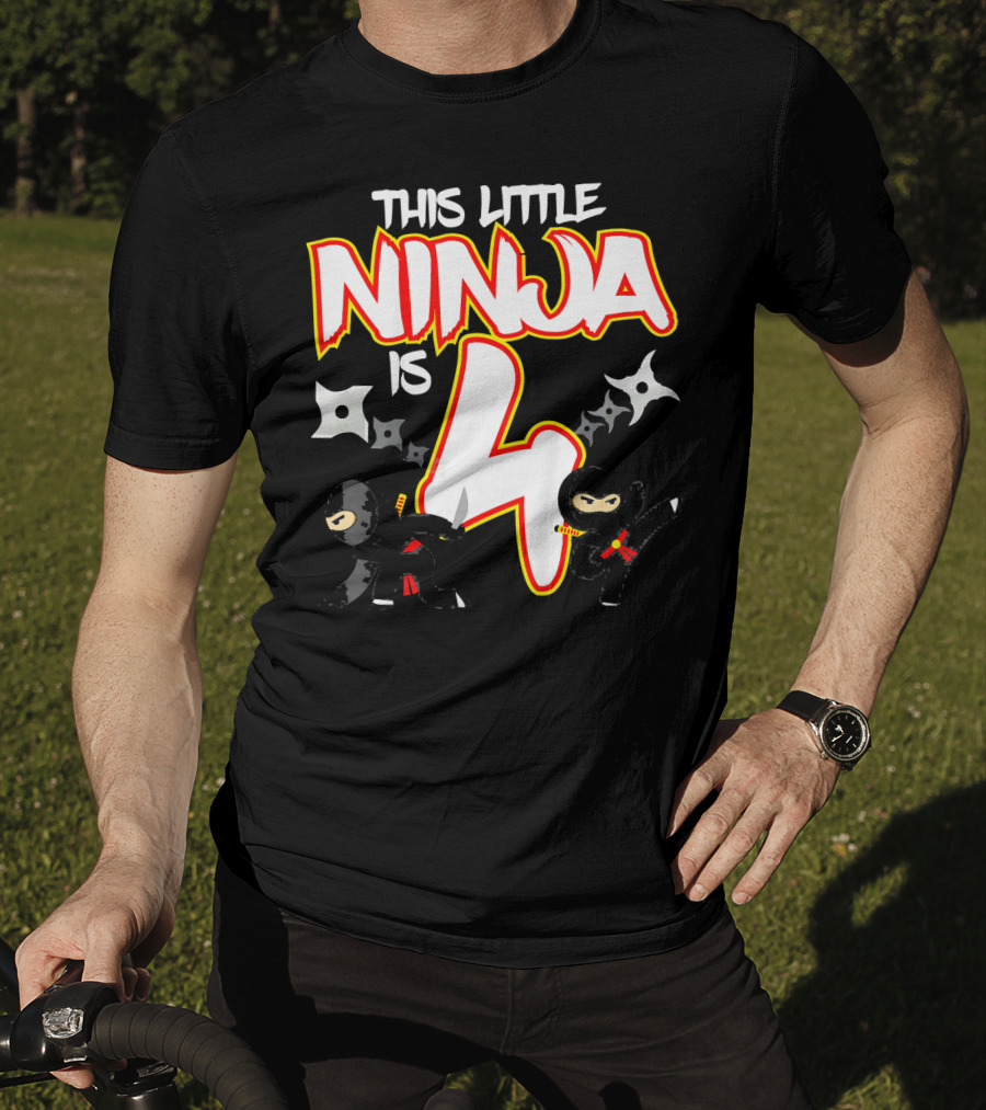 This Little Ninja Is 4 Year Old Birthday Party T-Shirt