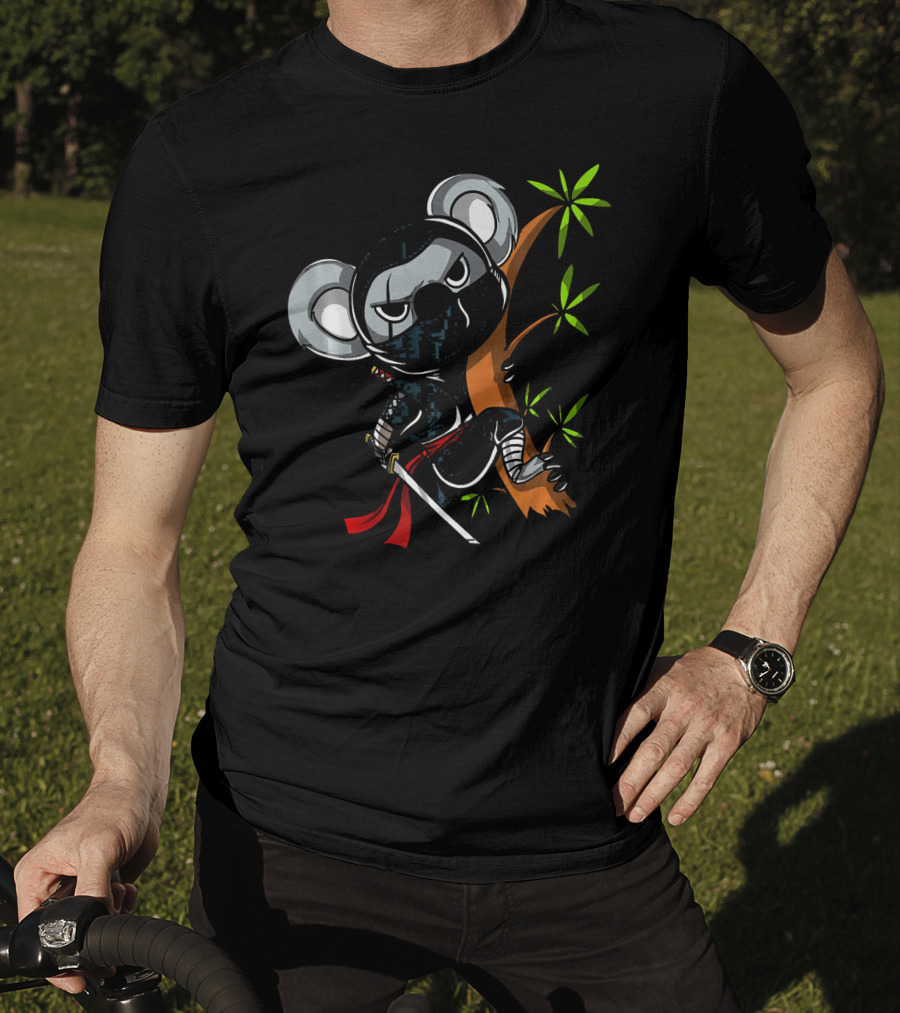 Koala Bear Ninja Samurai With Sword In Tree T-Shirt