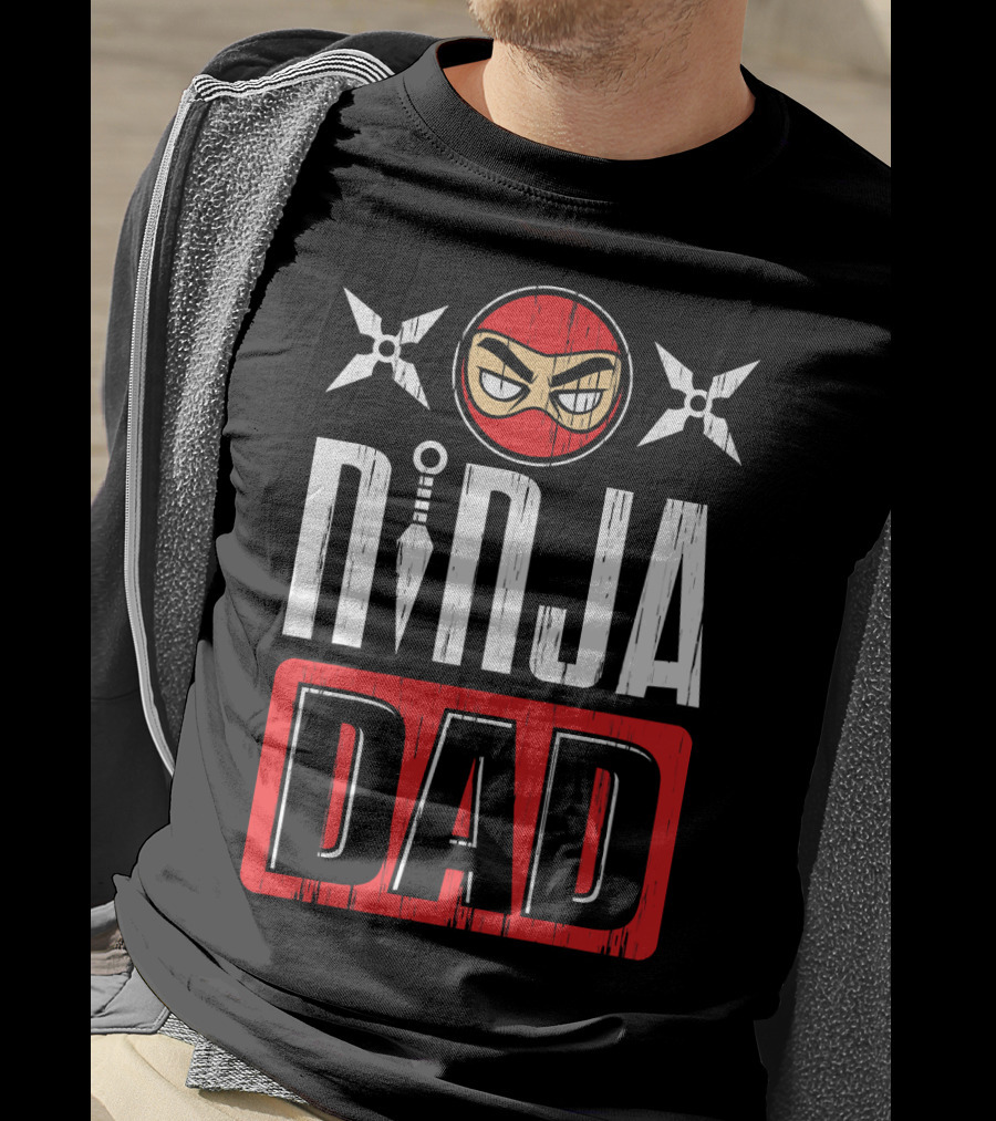 Ninja Dad Daddy Ninjas Stealthy Warrior Father Shuriken Mask T-Shirt