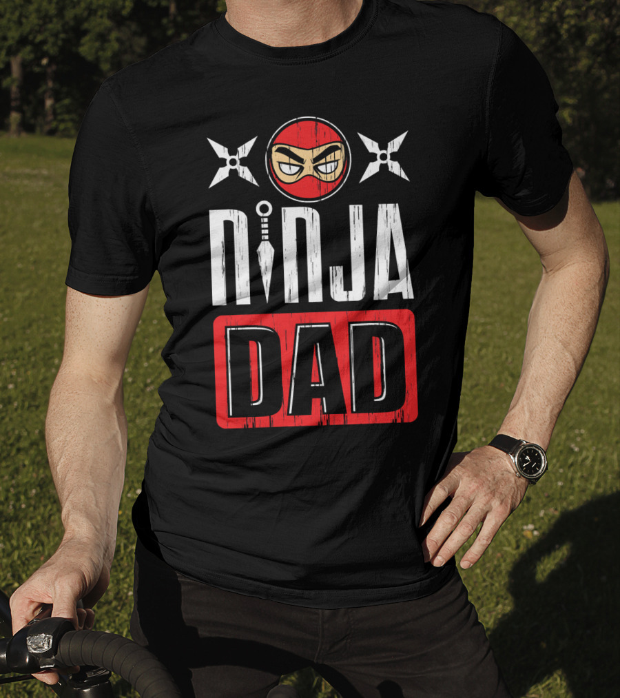 Ninja Dad Daddy Ninjas Stealthy Warrior Father Shuriken Mask T-Shirt
