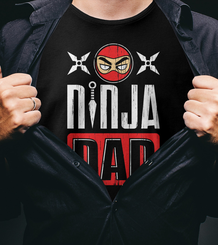 Ninja Dad Daddy Ninjas Stealthy Warrior Father Shuriken Mask T-Shirt