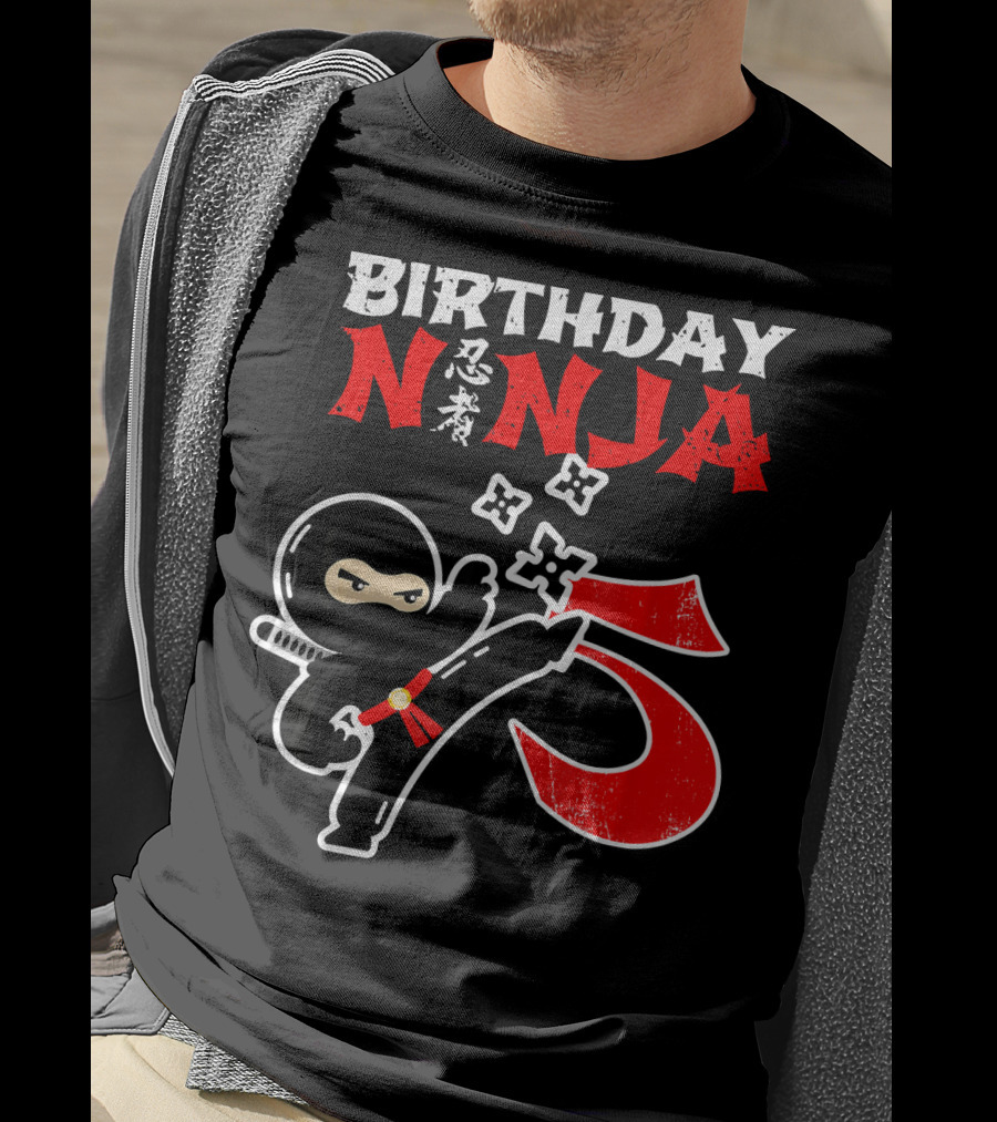 Birthday Ninja Kicking 5th T-Shirt