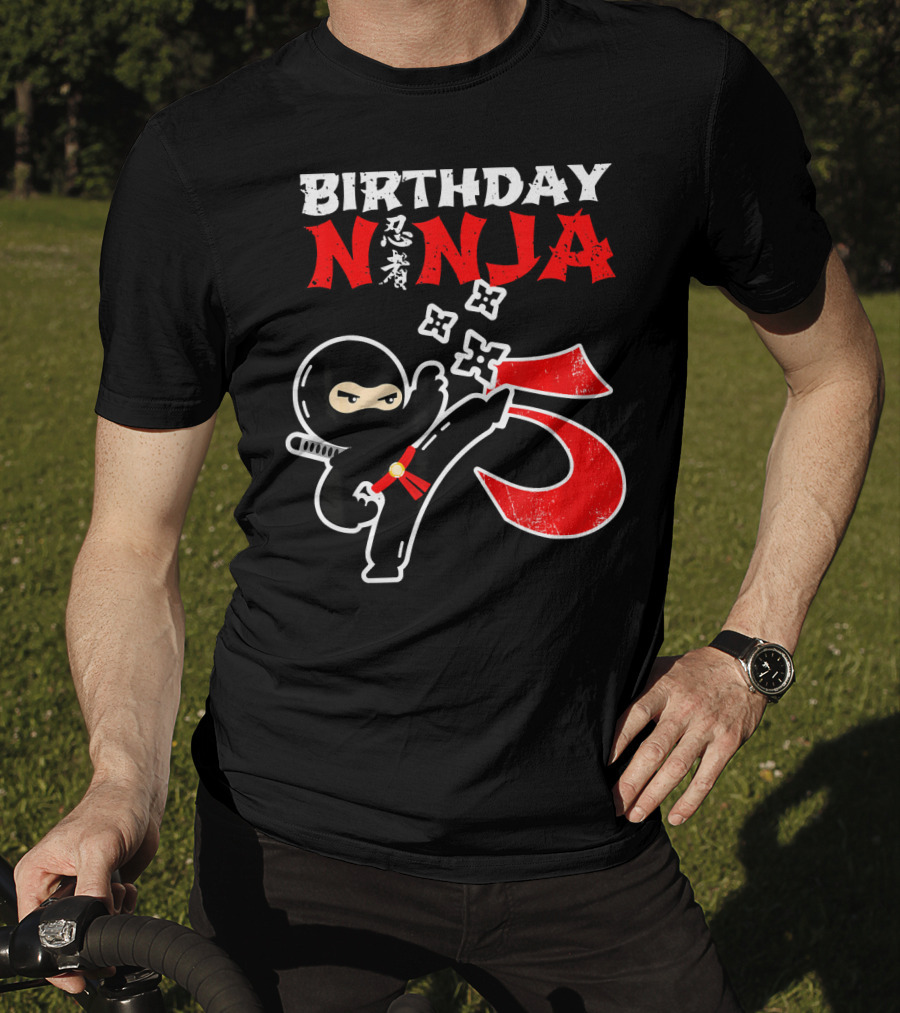 Birthday Ninja Kicking 5th T-Shirt