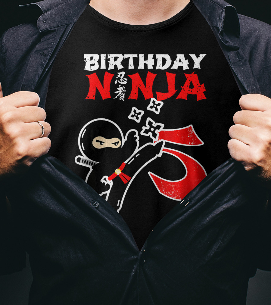 Birthday Ninja Kicking 5th T-Shirt