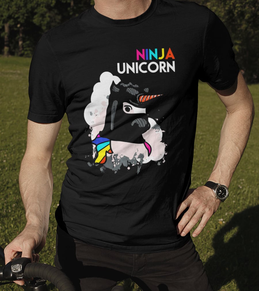 Ninja Unicorn Funny Cool Martial Arts Rainbow Scarf T-Shirt