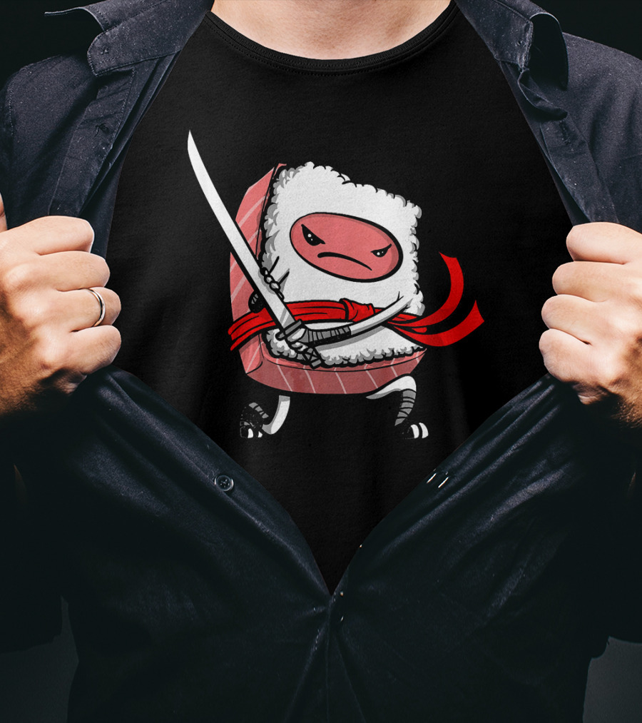 Sushi Samurai Ninja Funny Martial Arts Warrior With Sword T-Shirt