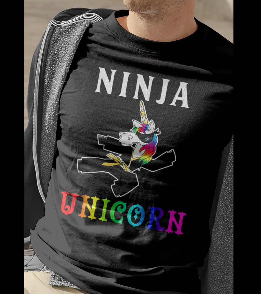 Ninja Unicorn Rainbow Anim T-Shirt
