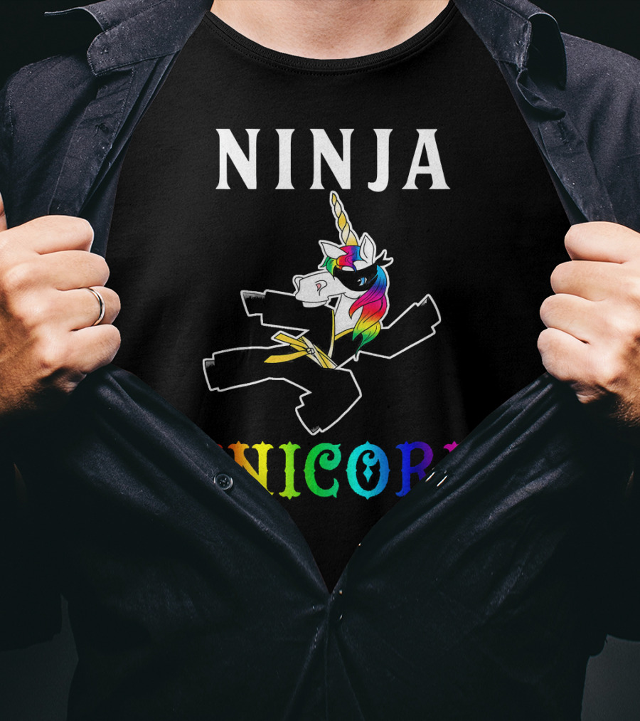 Ninja Unicorn Rainbow Anim T-Shirt