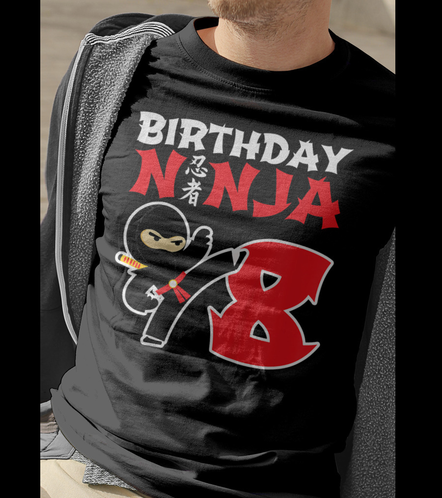 Birthday Ninja 8 Year Old Ninja Kanji T-Shirt