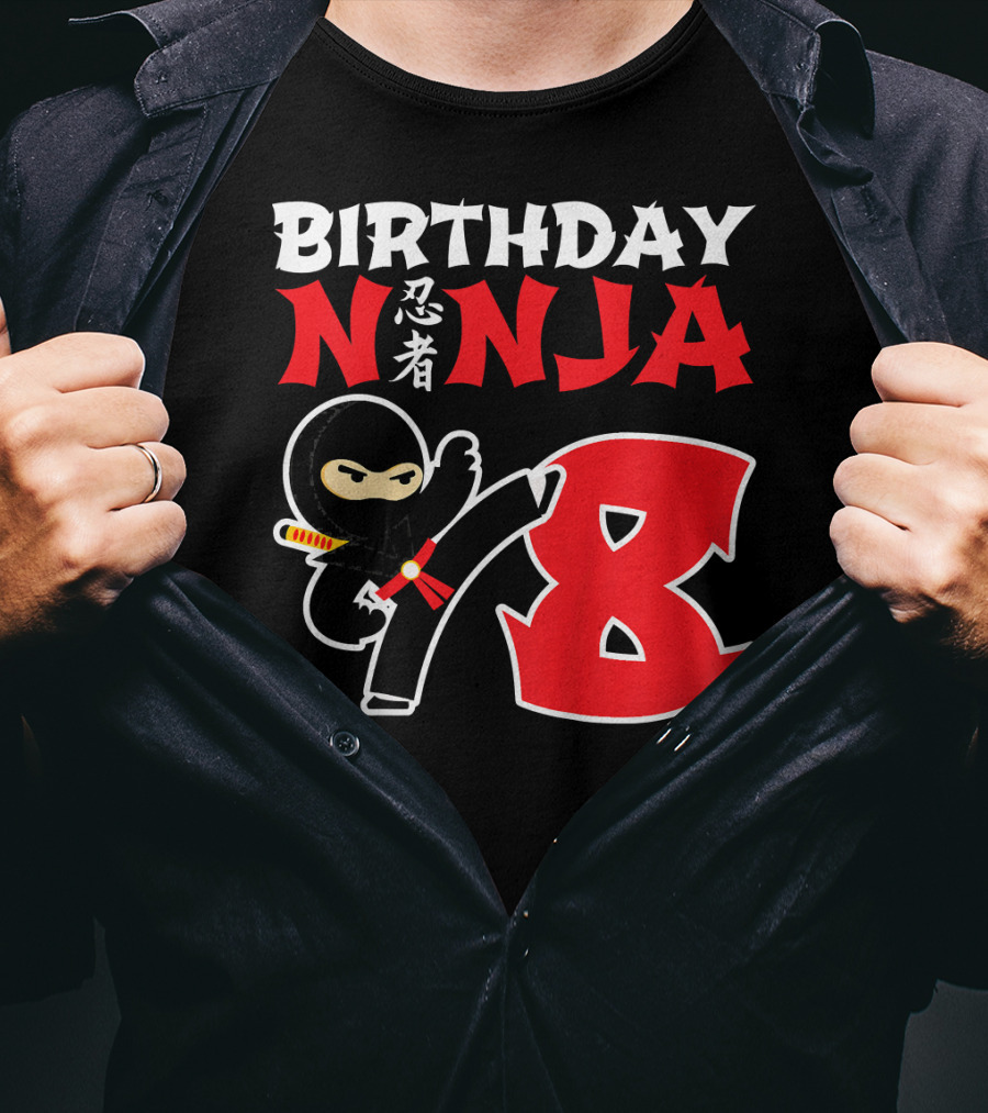 Birthday Ninja 8 Year Old Ninja Kanji T-Shirt
