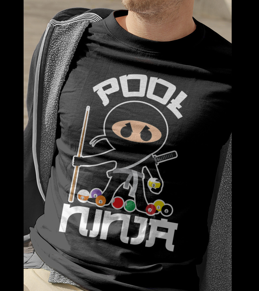 Pool Ninja Billiards With Cute Pocket Balls T-Shirt