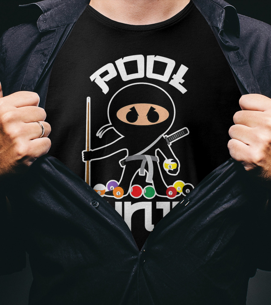 Pool Ninja Billiards With Cute Pocket Balls T-Shirt