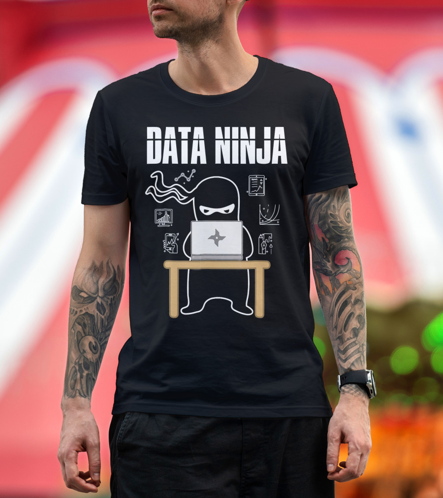 Data Ninja Analyst at Work with Laptop and Graphs T-Shirt
