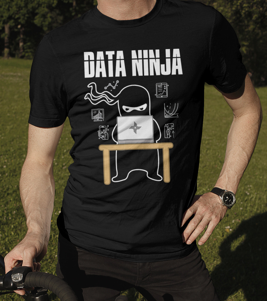 Data Ninja Analyst At Work With Laptop And Graphs T-Shirt