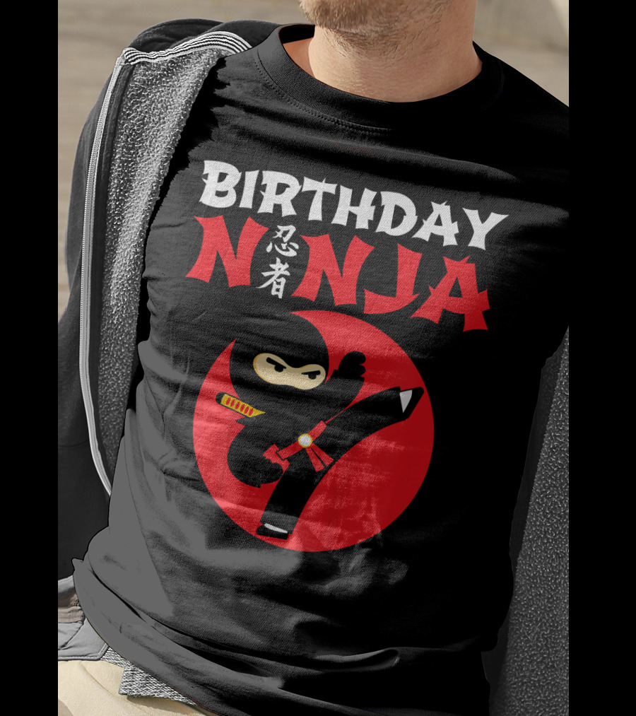Birthday Ninja Kicking Action Kids Party T-Shirt