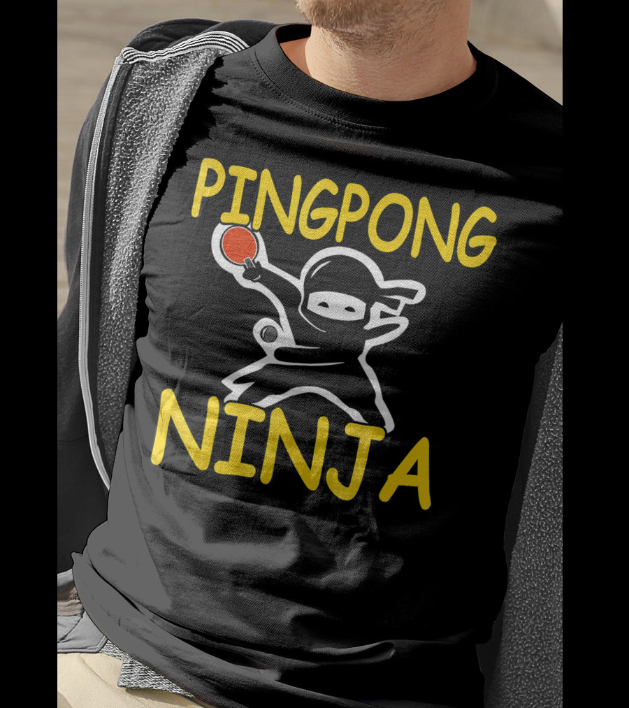 PINGPONG NINJA Action Pose With Table Tennis Paddle T-Shirt