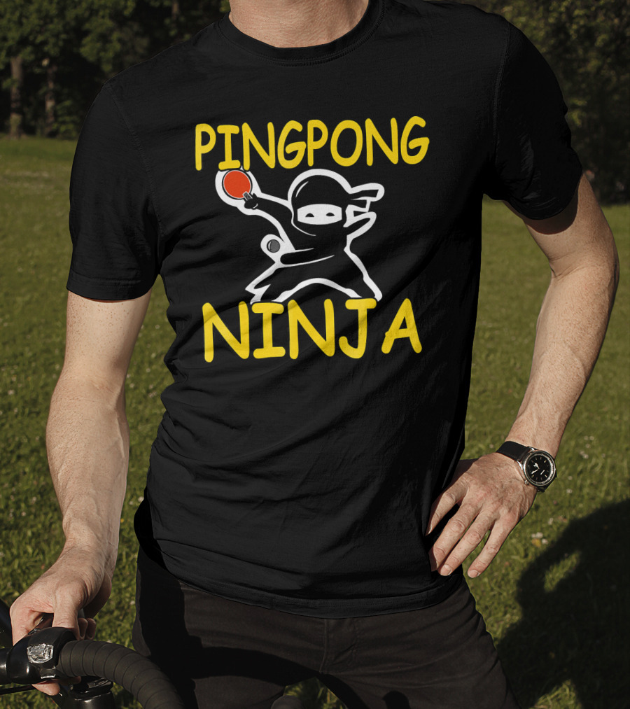 PINGPONG NINJA Action Pose With Table Tennis Paddle T-Shirt