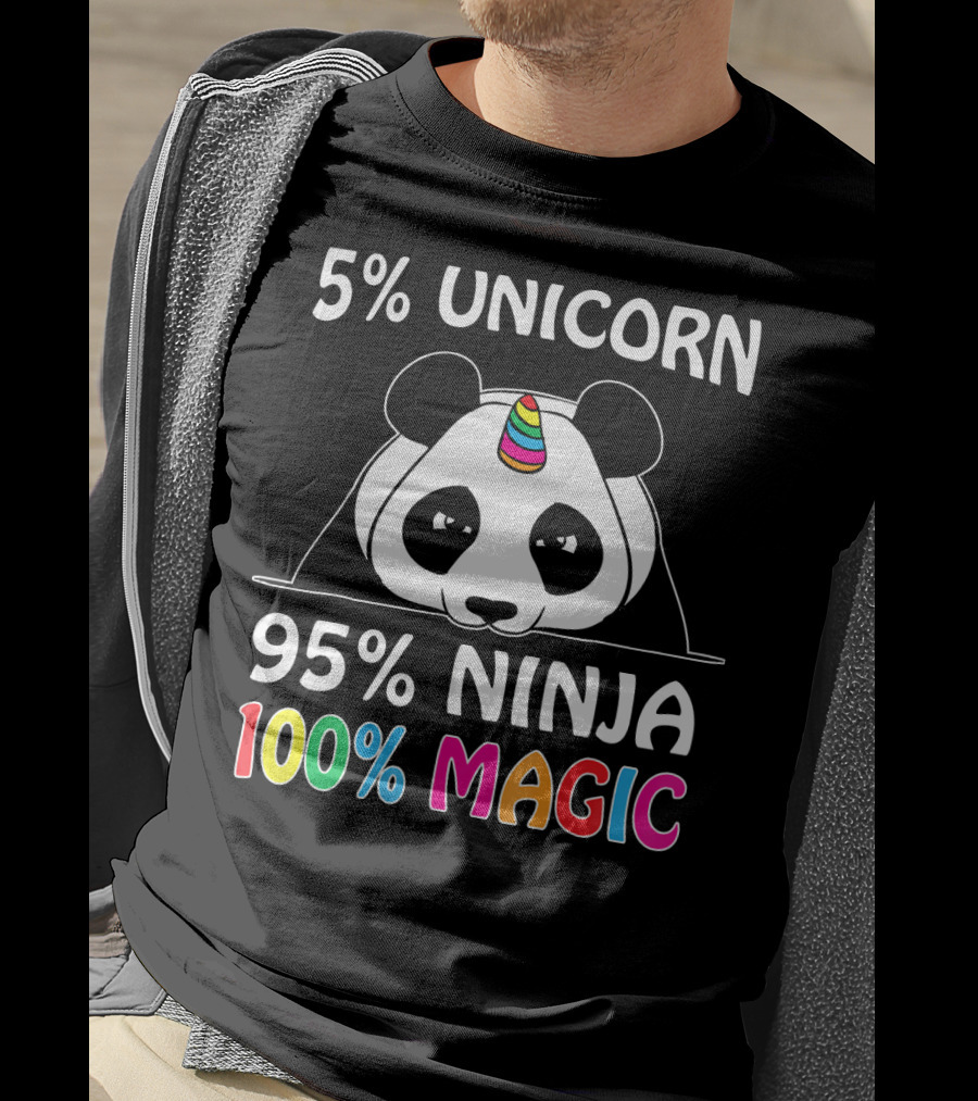 5% Unicorn 95% Ninja 100% Magic Pandicorn Panda Ninja Unicorn T-Shirt