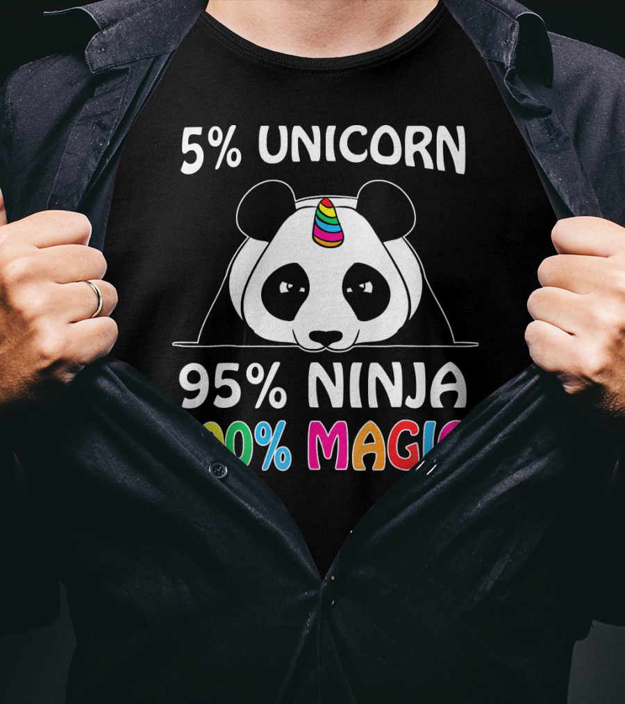 5% Unicorn 95% Ninja 100% Magic Pandicorn Panda Ninja Unicorn T-Shirt