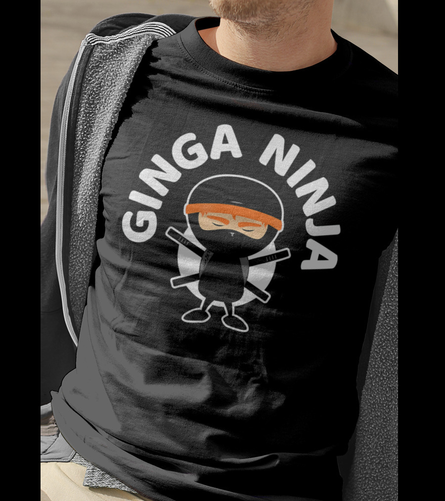 Ginga Ninja Red Hair Ninja With Crossed Swords T-Shirt
